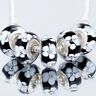 Flower Floral Black & White Murano Glass Charm - Whiztek Ltd