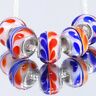 Patterned Orange,White,Blue Murano Glass Charm - Whiztek Ltd
