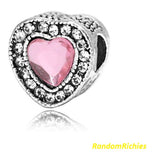 Pink Blue Heart with Rhinestone Charms/Beads