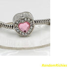 Pink Blue Heart with Rhinestone Charms/Beads