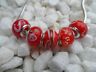 Red Floral Patterned Murano Glass Set of 5 Charms - Whiztek Ltd