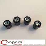 VW Volkswagen Black Metal Dust Valve Caps - Whiztek Ltd