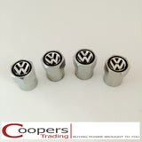 VW Volkswagen Chrome Black Dust Valve Caps - Whiztek Ltd