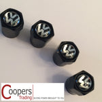 VW Volkswagen Black Metal Dust Valve Caps - Whiztek Ltd