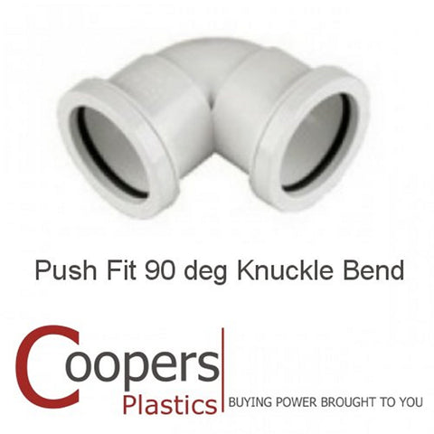 Push Fit Waste 90 degree 32mm 40mm Knuckle Bend